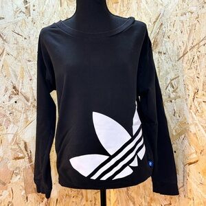 Adidas Originals Trefoil Sweatshirt Women’s Small Black Oversized Logo Pullover